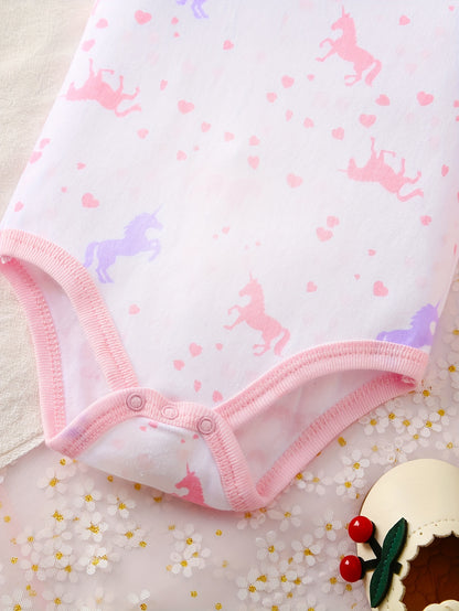 5pcs Infant's short sleeve onesie pegasus cotton for summer