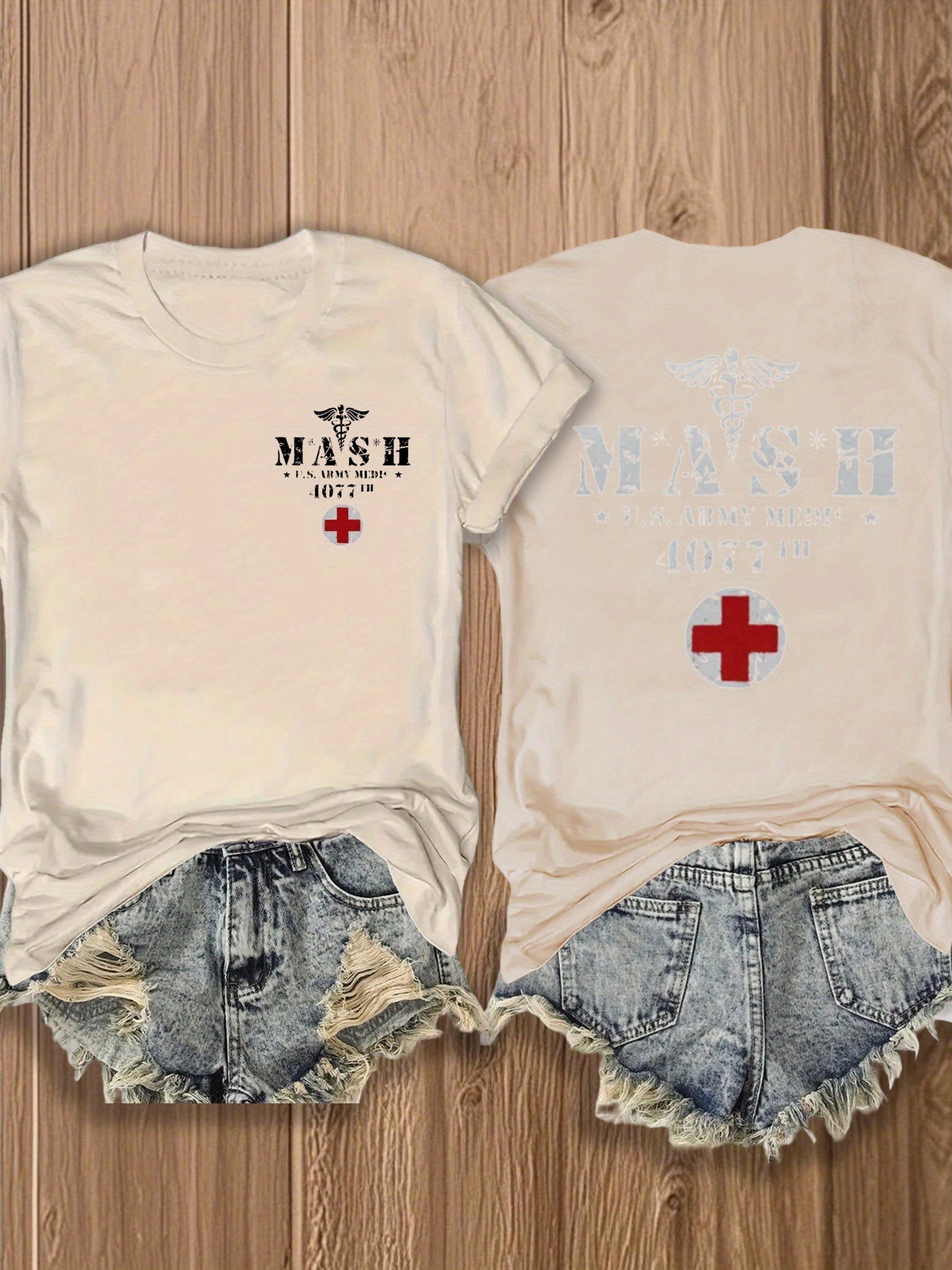 MASH U.S. Army Mobile Hospital Vintage Graphic Tee for Enthusiasts -  Style Double-Sided Print -blend T-shirt with Double-sided Print