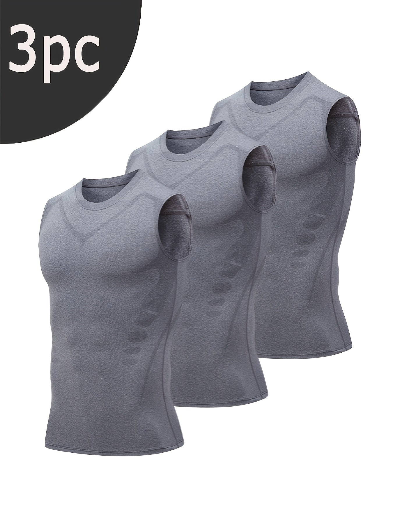 3pcs Men's Sports Compression Tank Tops, Basketball Athletic Sleeveless Shirts, American Style Training Vests, Moisture-Wicking Breathable Quick-Dry Base Layer for Sports & Outdoor Activities