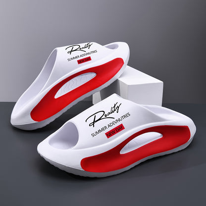 Sandals For Men, Men'S Slippers With Letter Prints, Breathable Thick Sole, Open-toe Design, Suitable For Indoor/outdoor Comfort, Sports Sandals, Outdoor Beach Shoes, Men'S Footwear, Mens Sandals, Sandalias De Hombre, Mens Shoes