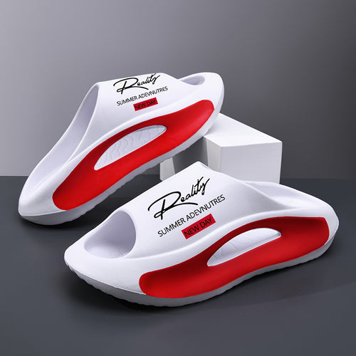 Sandals For Men, Men'S Slippers With Letter Prints, Breathable Thick Sole, Open-toe Design, Suitable For Indoor/outdoor Comfort, Sports Sandals, Outdoor Beach Shoes, Men'S Footwear, Mens Sandals, Sandalias De Hombre, Mens Shoes