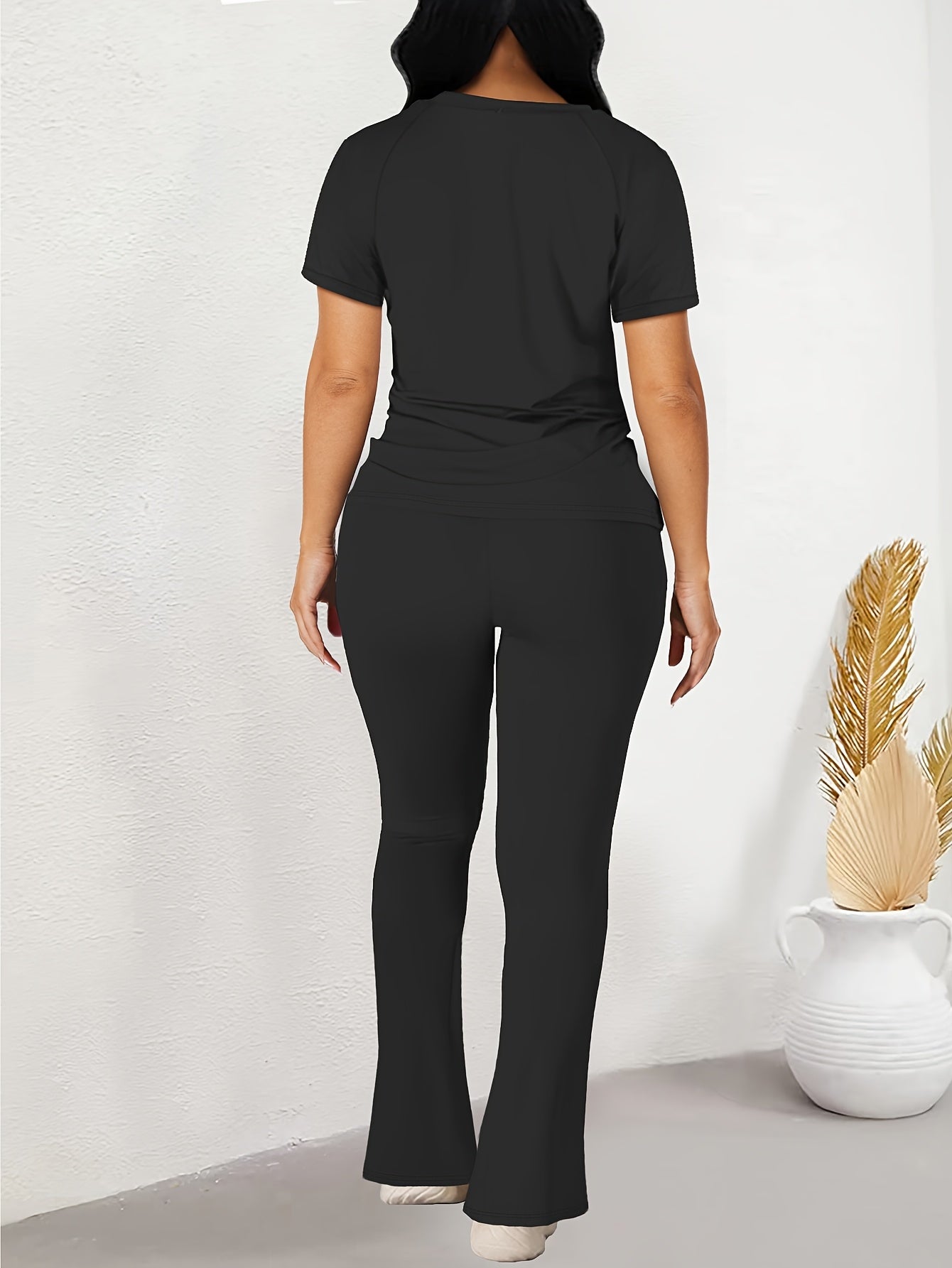 Women'S Casual Long Pants And Short Sleeve Outfit
