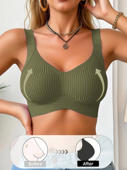6pcs Seamless Sports Bra for Women, Comfortable, Breathable And Soft, with Detachable Breast Pads, Wide Shoulder Straps, Fully Covered Without Steel Rings. Suitable for Fitness, Running, Yoga Exercise And Daily Casual Underwear.