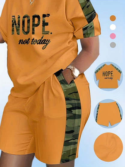 2026 Loose And Versatile Plus Size Clothing Two-piece Set, Soft And Comfortable, Women's Plus Letter Printing, Natural Modeling, Can Be Matched with A Variety Of Sets, Show Your Unique Casual Fashion, Game Day Outfit, Football Fan Gear for All Fans