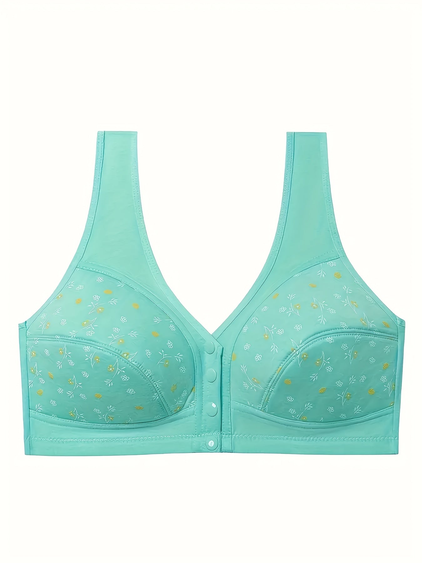 3pcs Plus Size Printed Front-Closure Bra Set Elegant Full-Cup Wire-Free Comfort Bras Women's Lingerie & Underwear Sets Everyday Bras Fashion Underwear Skin-Friendly Fabric Soft Material Padded Bras Seamless Underwear