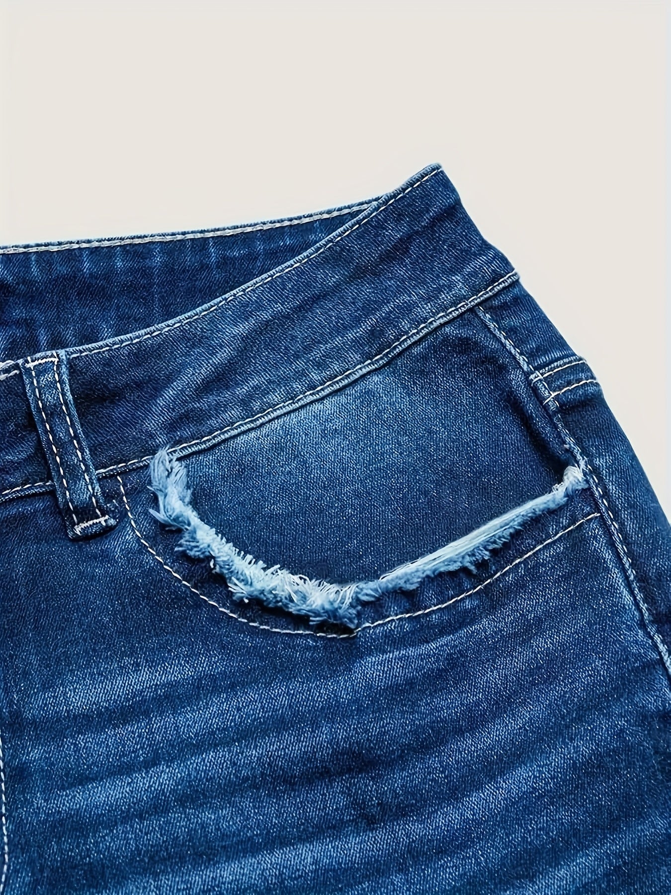 Denim Shorts for Women with a Blue Edge And Elastic Wrap