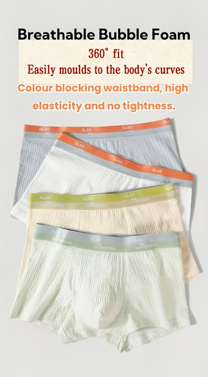 4pcs Bubble Men'S Boxer Briefs Breathable Sweat Absorbent