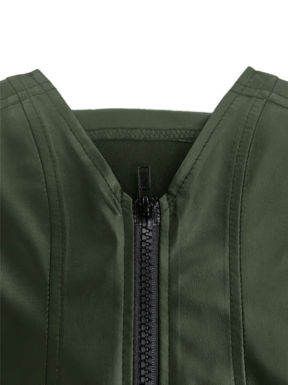 Ladies Lapel Sleeveless Slim Fit Casual Versatile Elegant Vest | Suitable for Daily Wear, Casual Dates, Parties, Solid Color, Zipper Detail, Spring/Summer Season