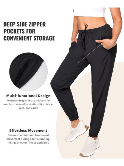 [Three Colors Available]1pc Womens Golf Pants Quick Dry Ultra Light Stretch Pockets Soft Workout Pants for Travel with Inside Drawstrings