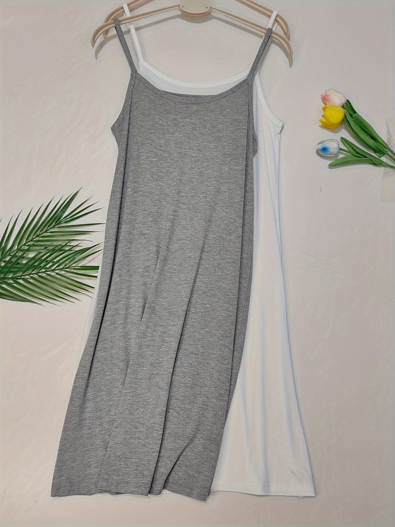 2pcs Easter Women's Basic Slip Dress, Casual Sleeveless Cami Dress for Layering Or Daily Wear, Loose Fit All-Match Soft Skin-Friendly Dress
