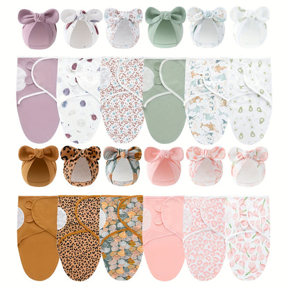 A Set of Three Newborn Blankets And Hats, Ideal for Infants Aged 0 to 3 Months. The Design Resembles The Womb'S Shape And Comes in Various Colors. an Essential Item for New Babies