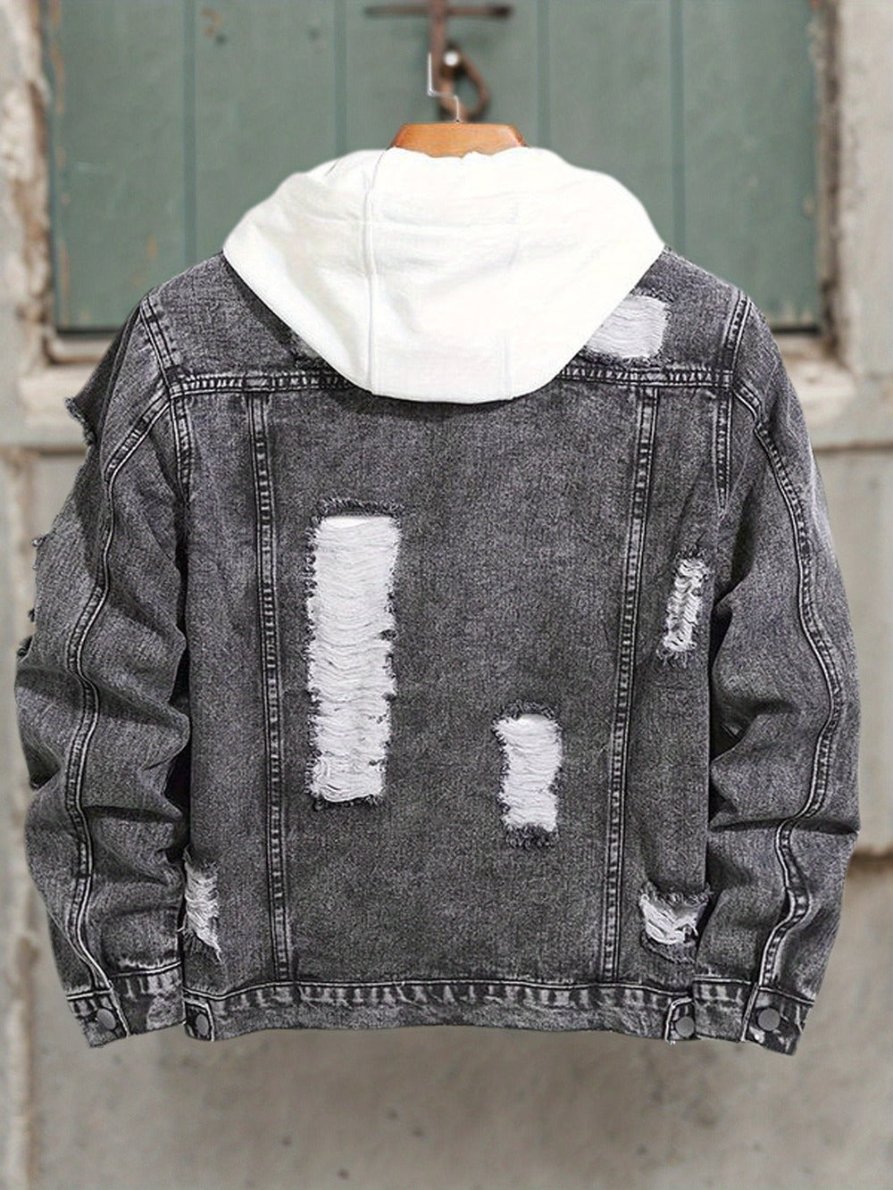 Men's Casual Street Style, with Ripped Details, Comfortable and Versatile, Suitable Casual Wear Trendy with Ripped Design, Made of Durable Snowflake Fabric
