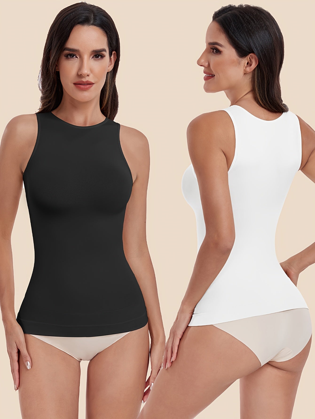 3pcs-Women's Spring And Summer New High-necked Sleeveless Waist And Abdomen Casual Vest, Comfortable And Breathable Fabric, Suitable for Daily Casual Wear, Shopping, Attending Parties, Parties, Dating, All Seasons