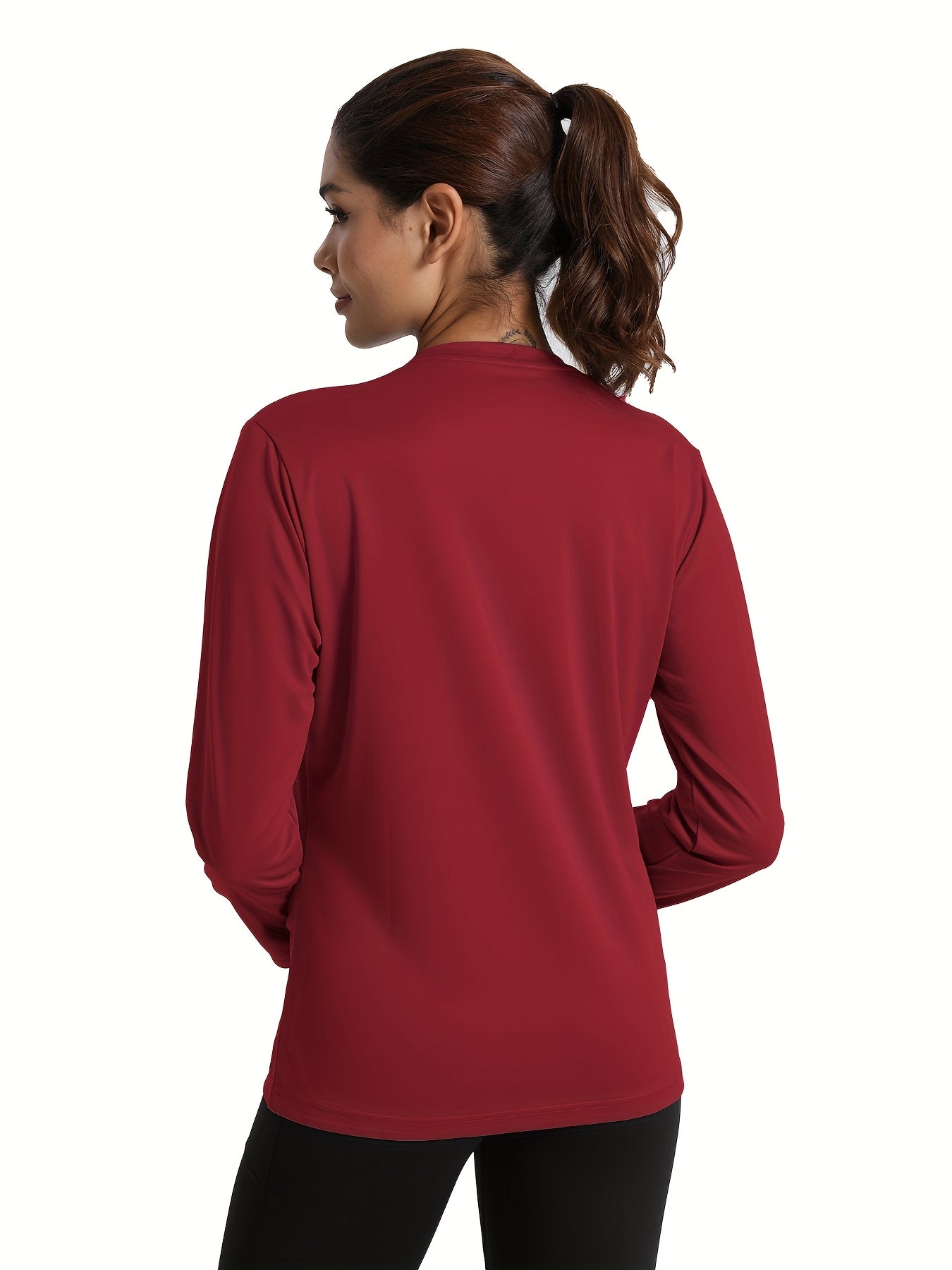 Five Pieces of Women'S Long-Sleeve T-Shirts with a Round Neck in Various Colors, Suitable for, Fitness, And Outdoor, Featuring Breathable Fabric