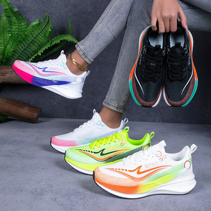 Women'S Multicolor Casual Sneakers Breathable Sneakers with Thick Soles, Walking, Running Perfect Gift for Fashion, Lowtop Laceup Walking Shoes, Non-Slip, Wear-Resistant, Fabric Lined Fashionable Footwear for All Seasons Suitable for Casual Wear