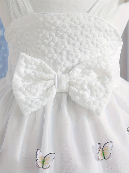 Baby Girl Clothing - School Season Gift - Baby Girl Summer Little Princess Butterfly Net- Elegant And Sweet Adorable Flower Girl Princess Dress, Suitable for Festivals And School Wear. Valentine'S Day Gift. Baby Girl Birthday Gift
