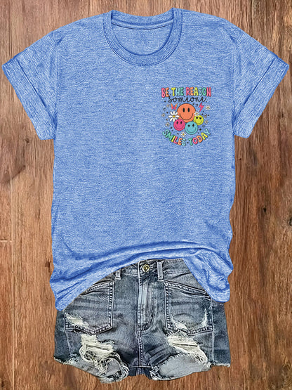 Women'S Casual Sports T-Shirt | Fun smiling Face Design, Lightweight & Breathable Fabric, Perfect For Beach And Park Outings - A Versatile And Trendy Addition To Your Wardrobe For Endless Joyful Adventures