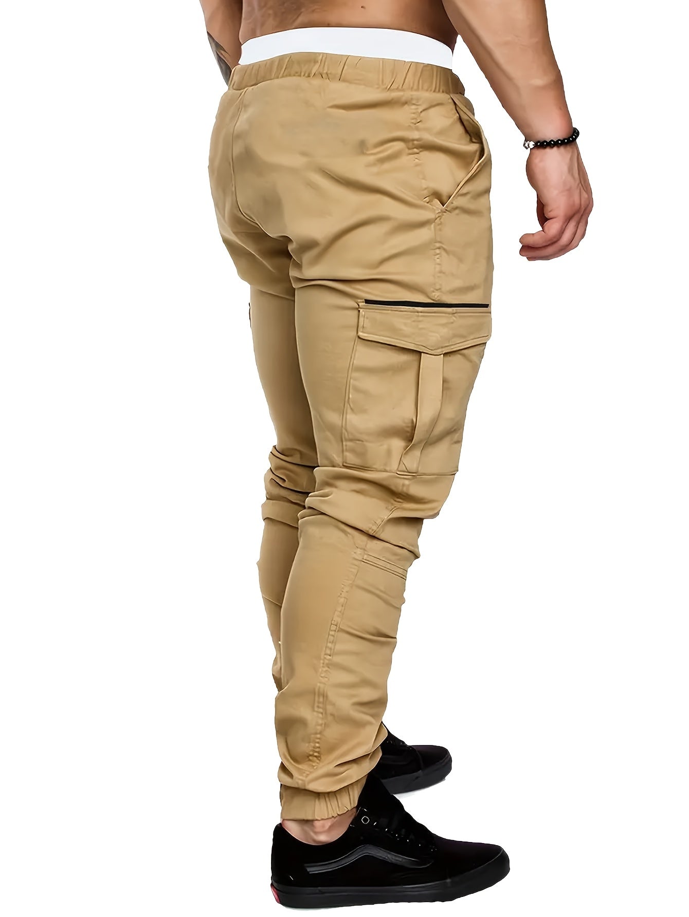 EXARUS 2 Pack Cargo Pants For Men - Relaxed Fit Twill Joggers With Elastic Waistband And Stretch Fabric - Casual Wear