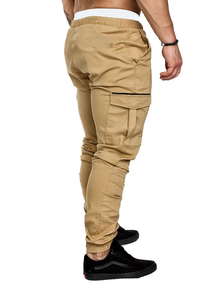 EXARUS 2 Pack Cargo Pants For Men - Relaxed Fit Twill Joggers With Elastic Waistband And Stretch Fabric - Casual Wear