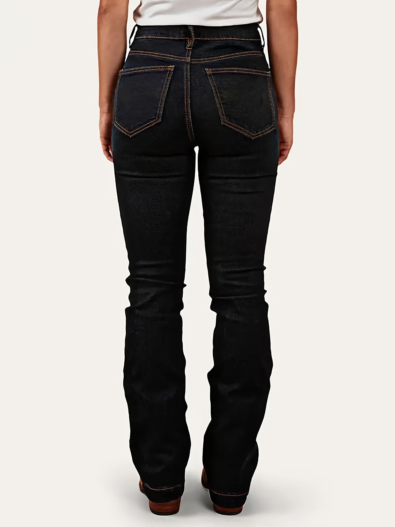 Women'S Classic Five-Pocket Stretch Denim Jeans - Mid-Rise Regular Fit with Button Detail, All-Season Versatile Casual Pants for Home, Travel & Shopping, Comfortable Travel Jeans, Durable Fabric Jeans