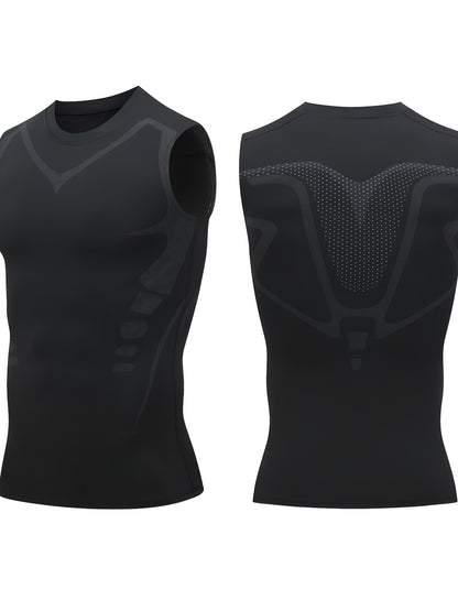 3pcs Men's Sports Compression Tank Tops, Basketball Athletic Sleeveless Shirts, American Style Training Vests, Moisture-Wicking Breathable Quick-Dry Base Layer for Sports & Outdoor Activities
