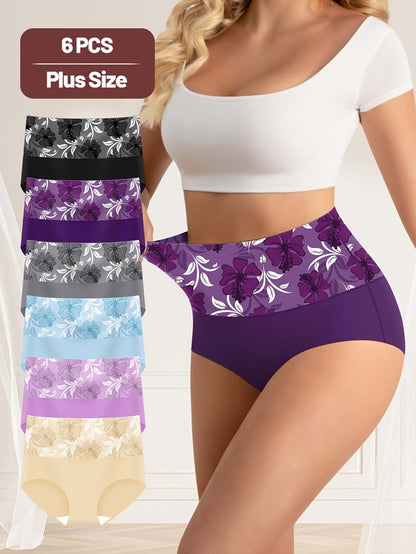 Women’s Plus Size 6-Pack High-Waist Shapewear Briefs - Tummy Control Support
