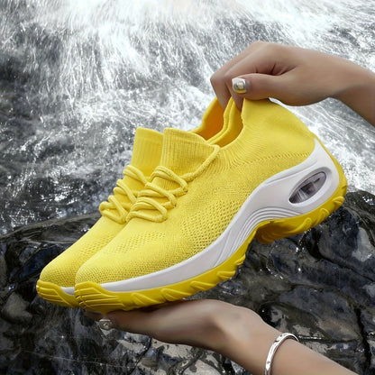 Women'S Slip-On Sneakers with Knitted Breathable Uppers, Height-Increasing Air-Cushioned Shock Absorption, Thick And Comfortable Soles, Easy Design, Economical And Practical, Casual And Versatile Sneakers for Women, Women'S Tennis Shoes