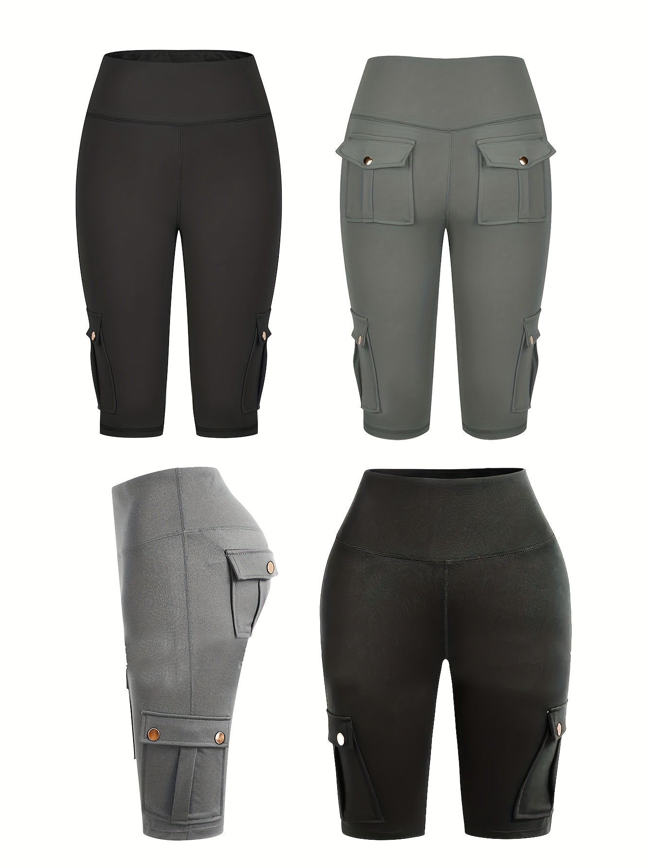 Women's Gray Lace High-Waist Cargo Shorts - product view 5