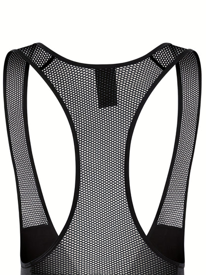 QUALICOS Men'S Insulated Cycling Bib Tights - Cold Weather Pants Featuring Fleece Lining, Shock-Absorbing Padding, Stretchy Mesh Material, Side Pockets & Ankle Zippers - Form-Fitting Bike Leggings for Winter Cycling, Running, And Commuting - Black