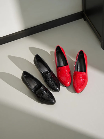 Elegant Women's High Heel Pumps - Spring 2025 Collection, Fashionable Pointed Toe Dress Shoes with Glossy Finish, Lightweight Faux Cover, Perfect for All Seasons, Women Shoes