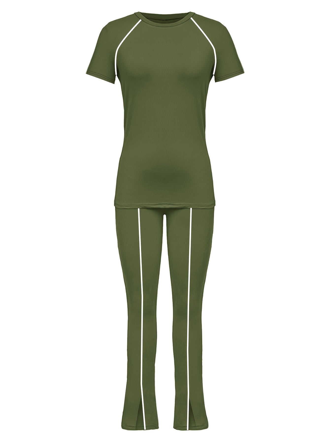 Women'S Casual Long Pants And Short Sleeve Outfit