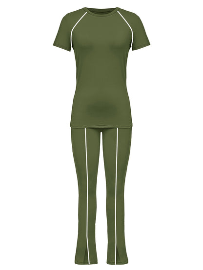 Women'S Casual Long Pants And Short Sleeve Outfit