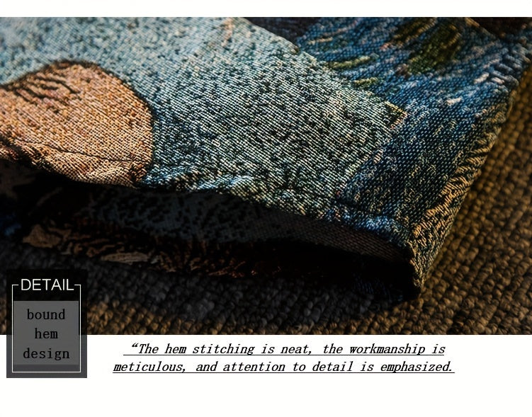Men'S Slim-Fit Long Sleeve Shirt - Van Gogh-Inspired for Artistic Button-Up Shirt, Formal & Casual Attire, Machine Washable Polyester Blazer - Ideal Gift for Art Lovers, Casual Streetwear, Streetstyle Aesthetic, Versatile Clothing