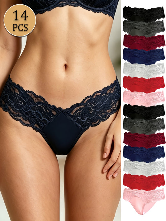 14-Pack Women's Thong Underwear - Adjustable Low-Rise Comfort – main product image