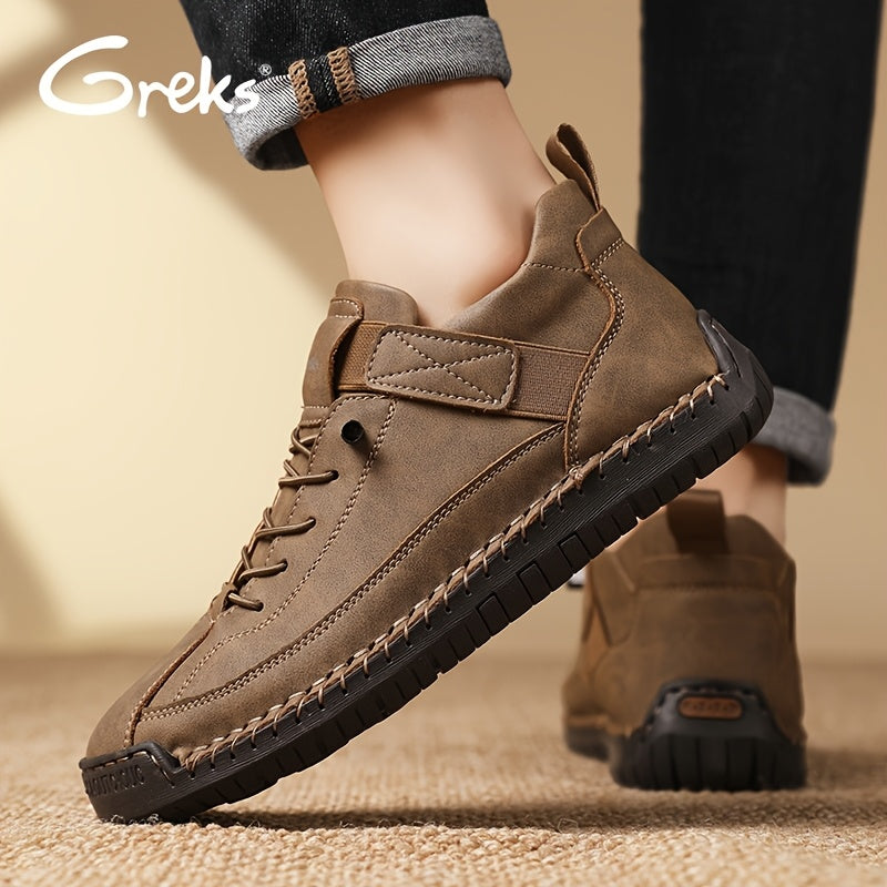 GREKS Men' Ankle Boots Slip-On/Lookout Suitable for Walking Driving Shoes, Lightweight Mid-Top Loafers with Cushioned Sole & Traction, Upper for Casual, Office, Semi-Formal Use - Spring/Fall Seasonal Footwear