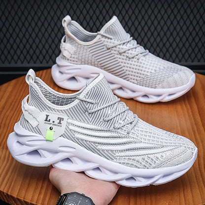 Men's Breathable Anti-Odor Mesh Sneakers - Lightweight Low-Top with Arch Support and Cushioned EVA Sole, Black/White/Khaki, Suitable for Running, Gym, Casual, and Outdoor Use - Wide Fit Men's Sneakers, Thick-Soled Men's Shoes, Special Durable