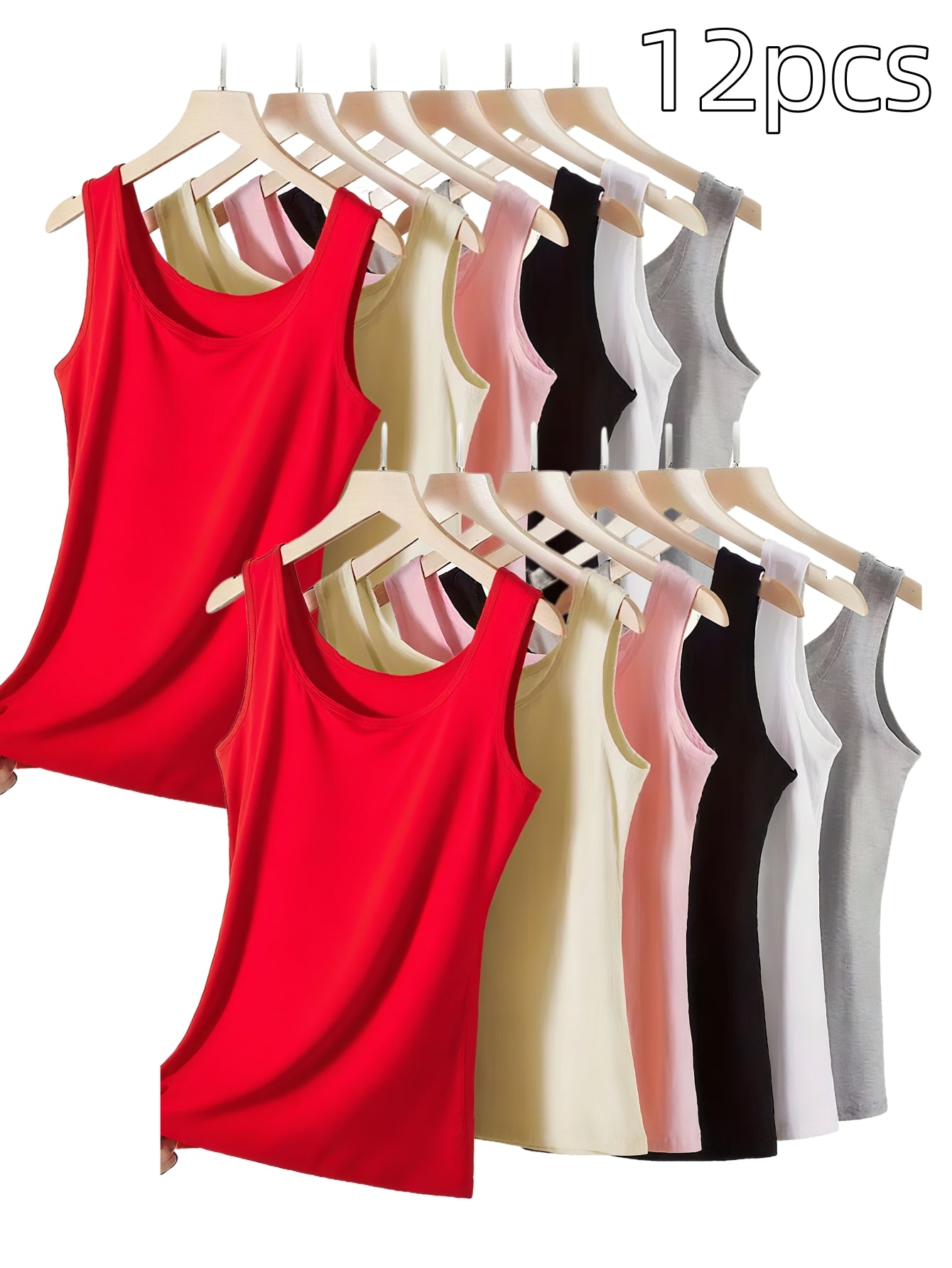 12pcs Women's Sleeveless Blouses & - Solid Color -Chic Sleeveless Shirts, Sleeveless Vest for Layering, Full Color Palette ( Neutrals to Tones) - Breathable Machine-Washable Casual Wear for Home & Outfits, Versatile