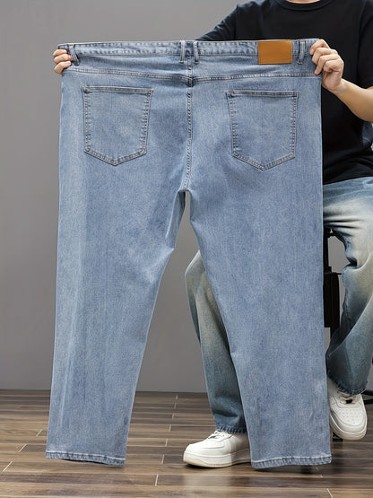 Plus Size Men's Soft & Comfy Jeans - Casual Loose Fit Denim Pants with Pockets, Stretch Rayon Blend for Fall/Winter, PLUS SIZE