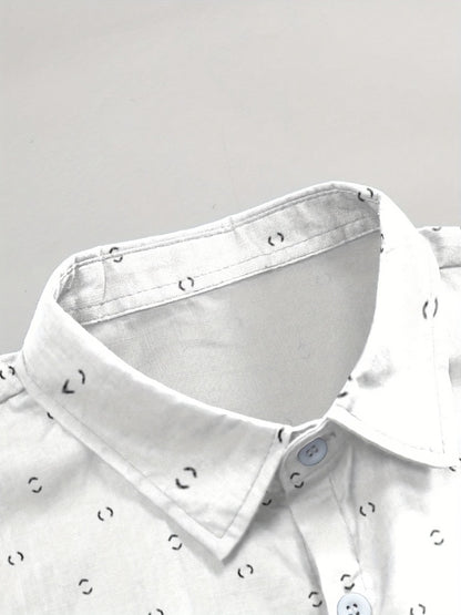 Men's Geometric Button Up Shirt – Plus Size Short Sleeve