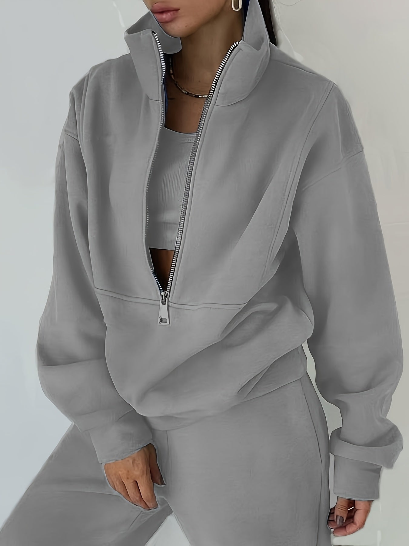 Women'S Two-Piece Set, Fleece Sweatshirt, Sporty Street Casual Fashion Set for Women