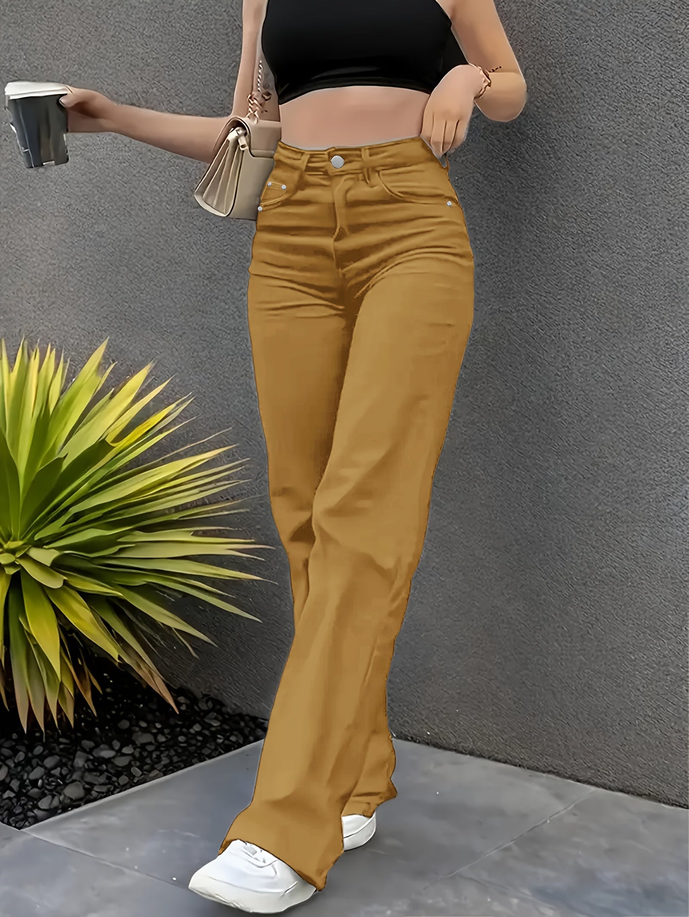 Women's 2026 New Military Green Straight-Leg Jeans - Stretch Denim Pants with Super Soft Breathable Fabric, Straight-Cut Leg for - Daily Wear, Casual & -Casual Outfits (Machine Washable) - Non- Solid Color