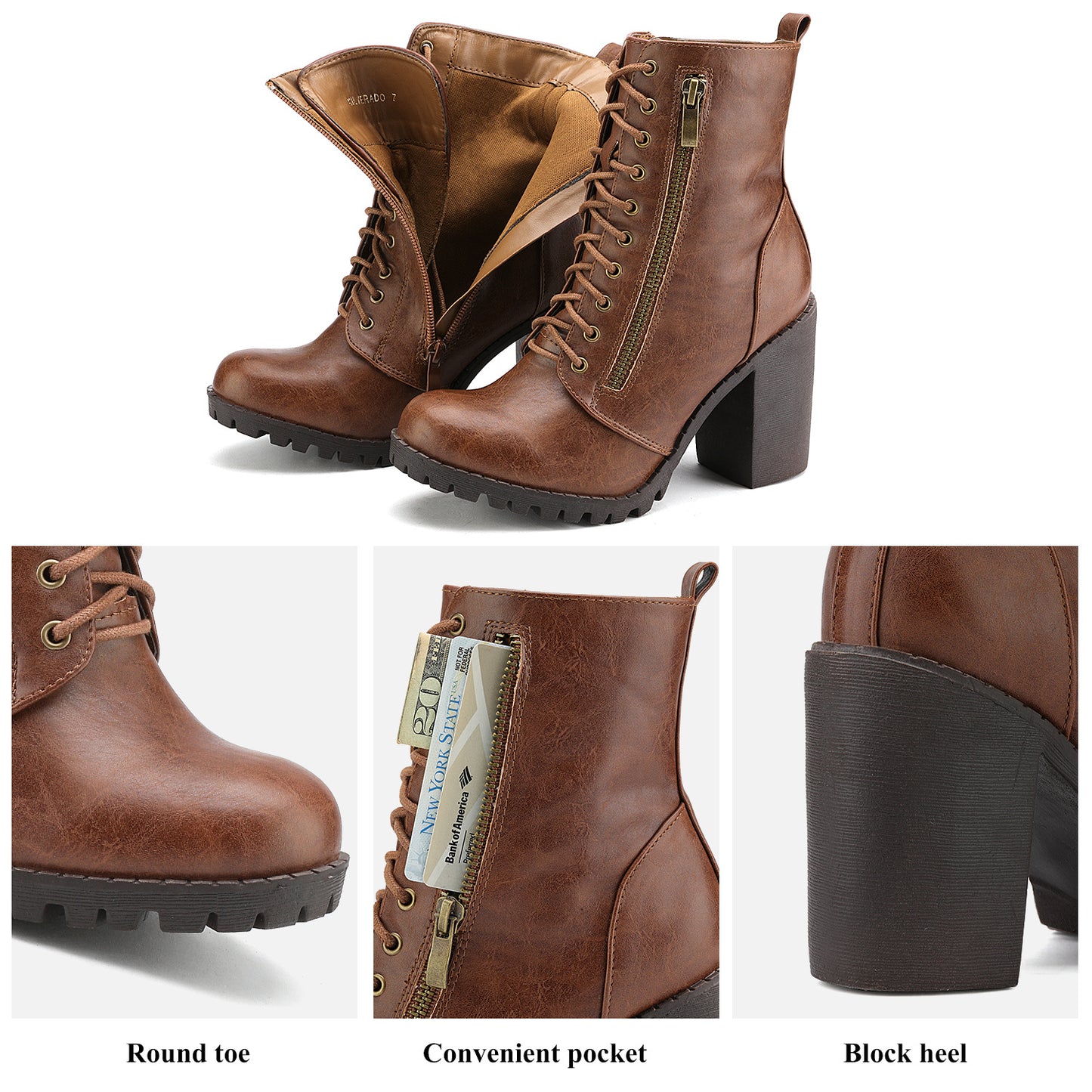 Women's Stylish Fashion Comfortable Chunky Heel Ankle Booties