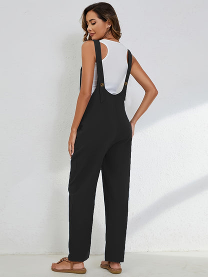 Women'S Overalls Linen Jumpsuits Loose Casual Jumpers with Pockets