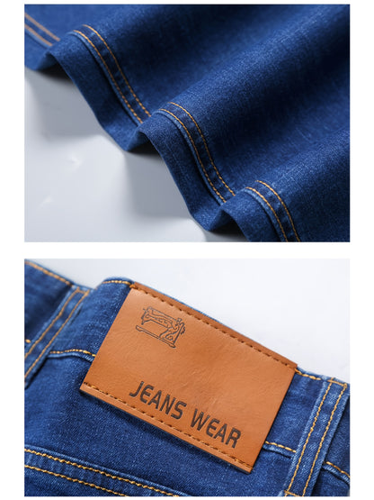 2pcs Men's Business Casual Jeans - Lightweight Slight Stretch Denim Pants, Classic Five-Pocket Design, All-Season Office & Casual Attire - Formal to Casual Outfits, Durable Fabric