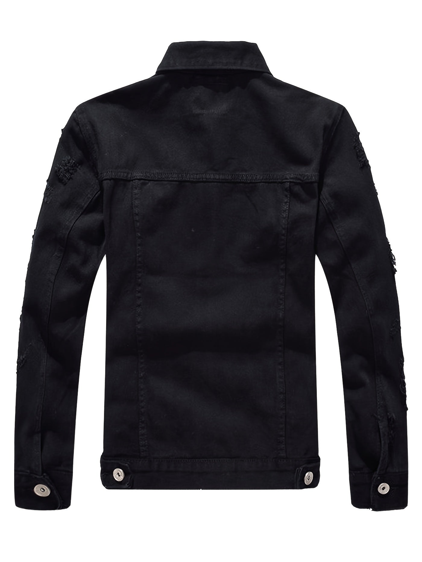 Men's Denim Jacket Fashion Slim Fit Ripped Cotton Stretch Denim Trendy Outerwear