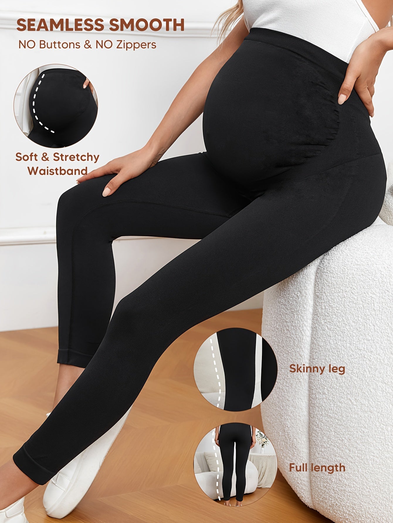 High-Waisted Leggings for Women Designed to Control The Tummy, Made of 90% Polyamide And 10% Elastane, Featuring a Solid Color And Stretchy Fit, Suitable for Yoga, Crafted from All-Season Knit Fabric, Without a Zipper, Providing Belly Support