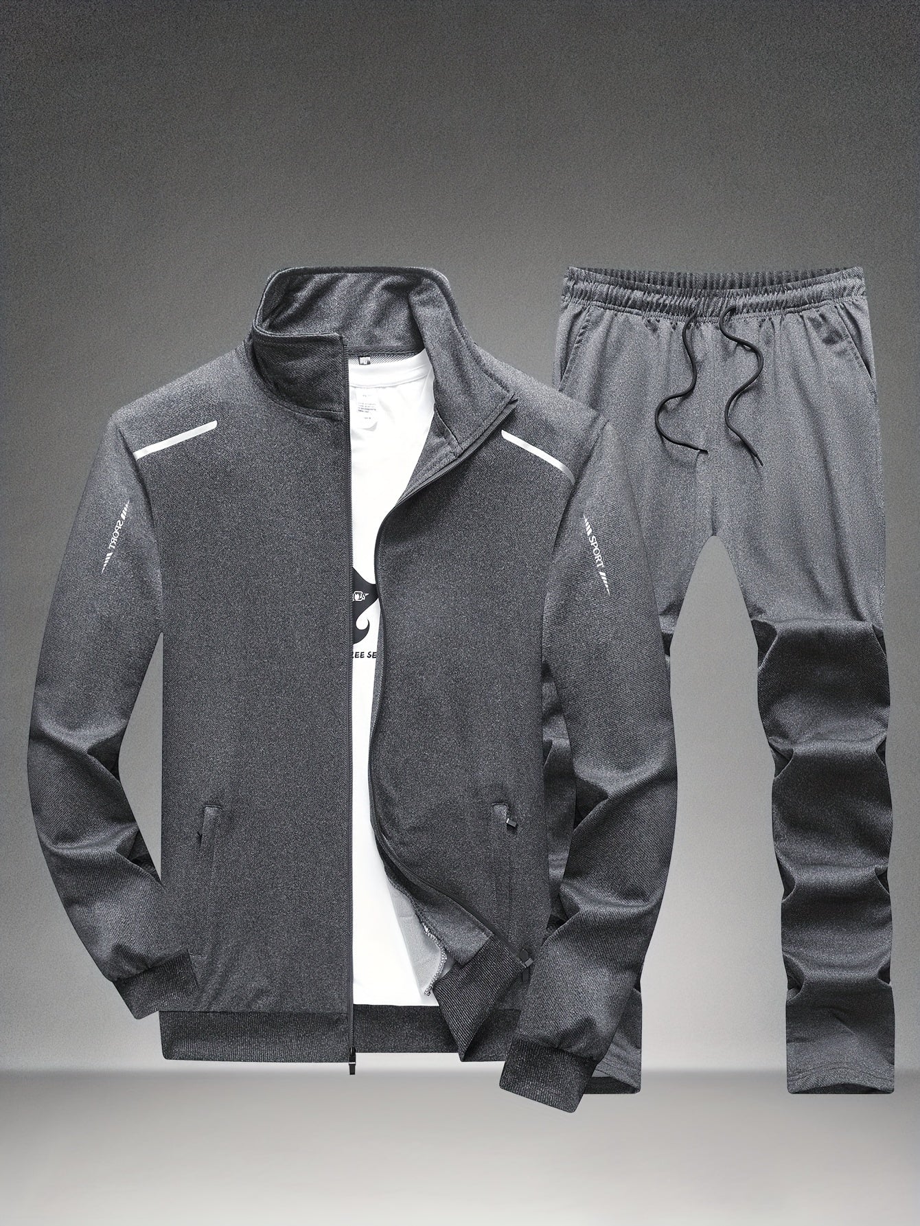 Men'S Casual Zip-Up Jacket And Sweatpants Set for Spring And Autumn Sports