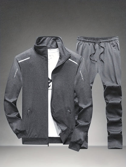 Men'S Casual Zip-Up Jacket And Sweatpants Set for Spring And Autumn Sports