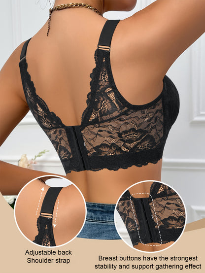 Sexy Beautiful Lace Women'S Underwear Gathered Wide Shoulder Straps Breathable And Comfortable Bra Can Be Worn Daily