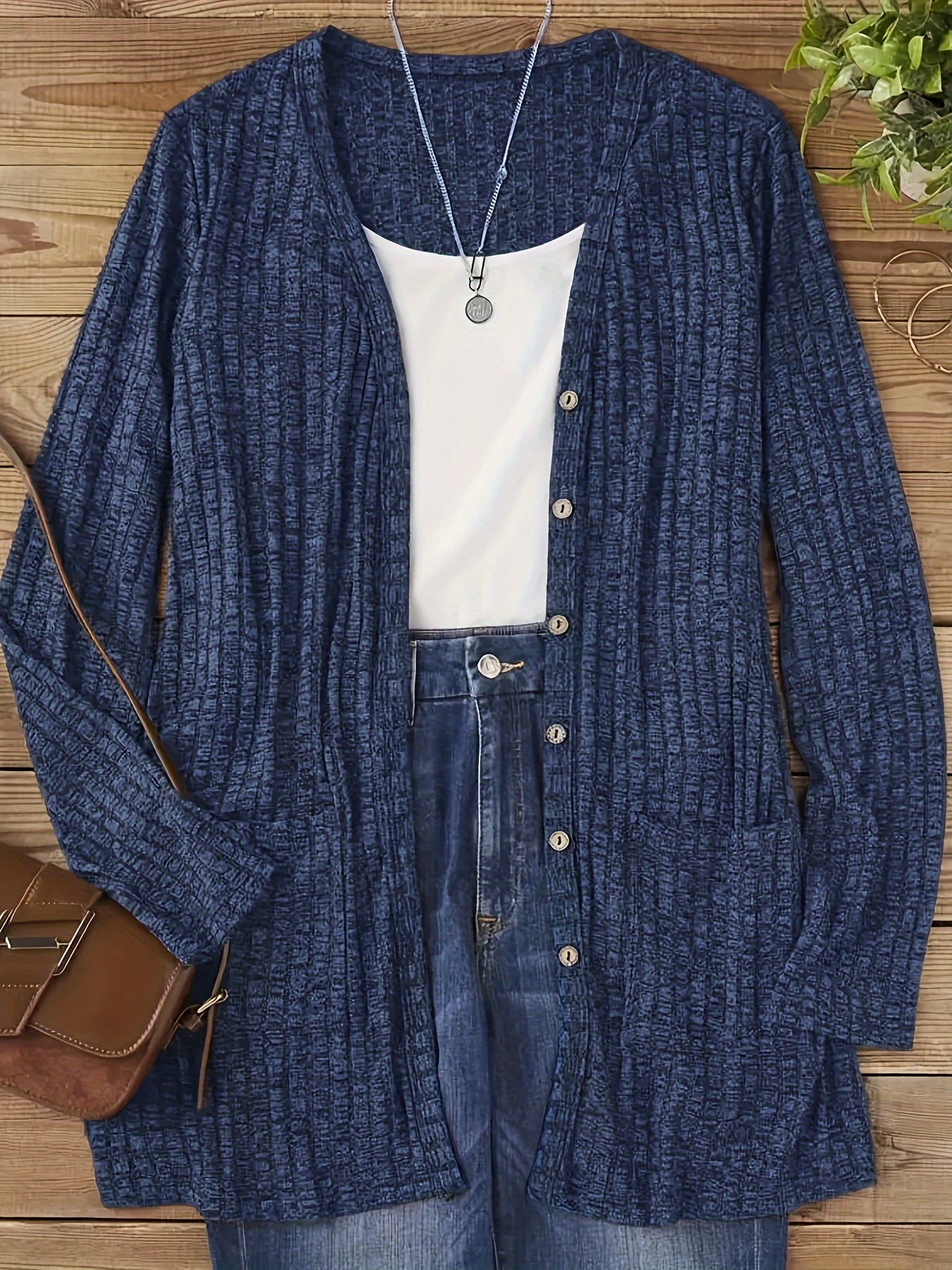Women's Blue Lace Utility V-Neck Cardigan - product view 10